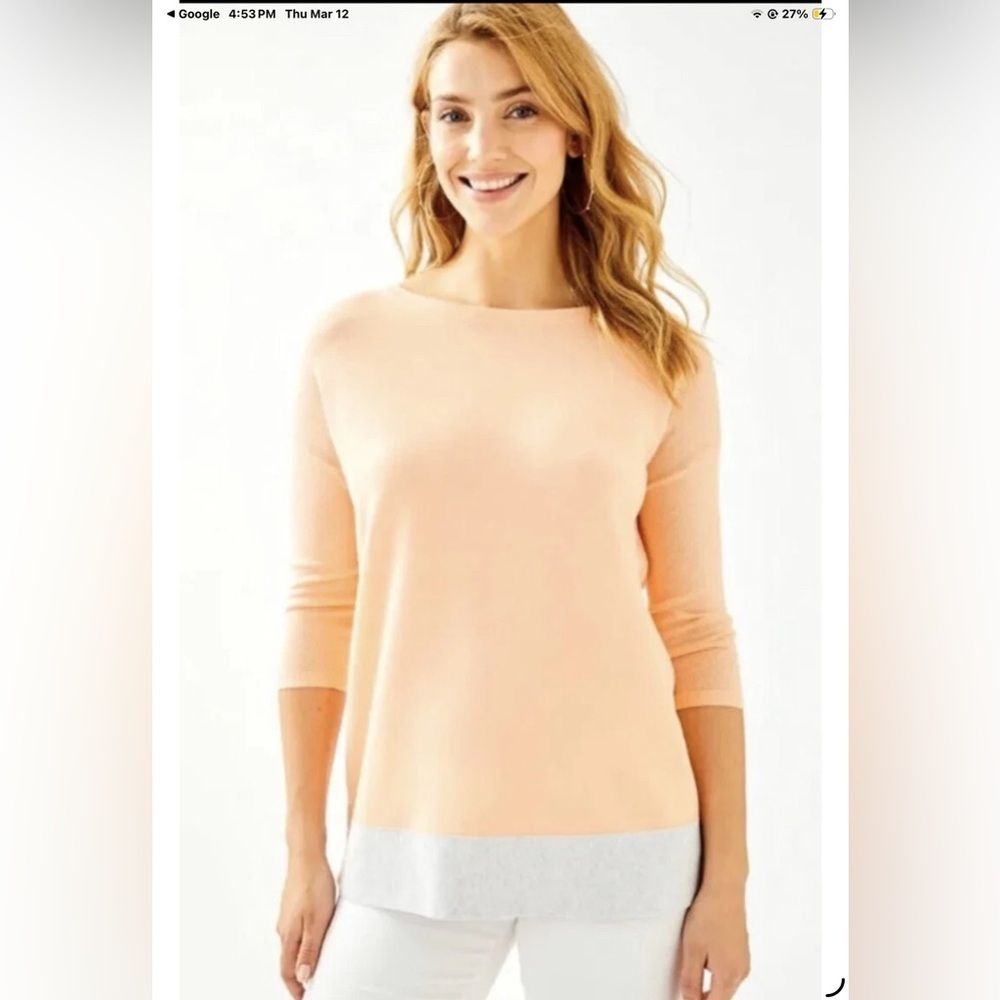 Lilly Pulitzer Peach and Gray Sweater 607